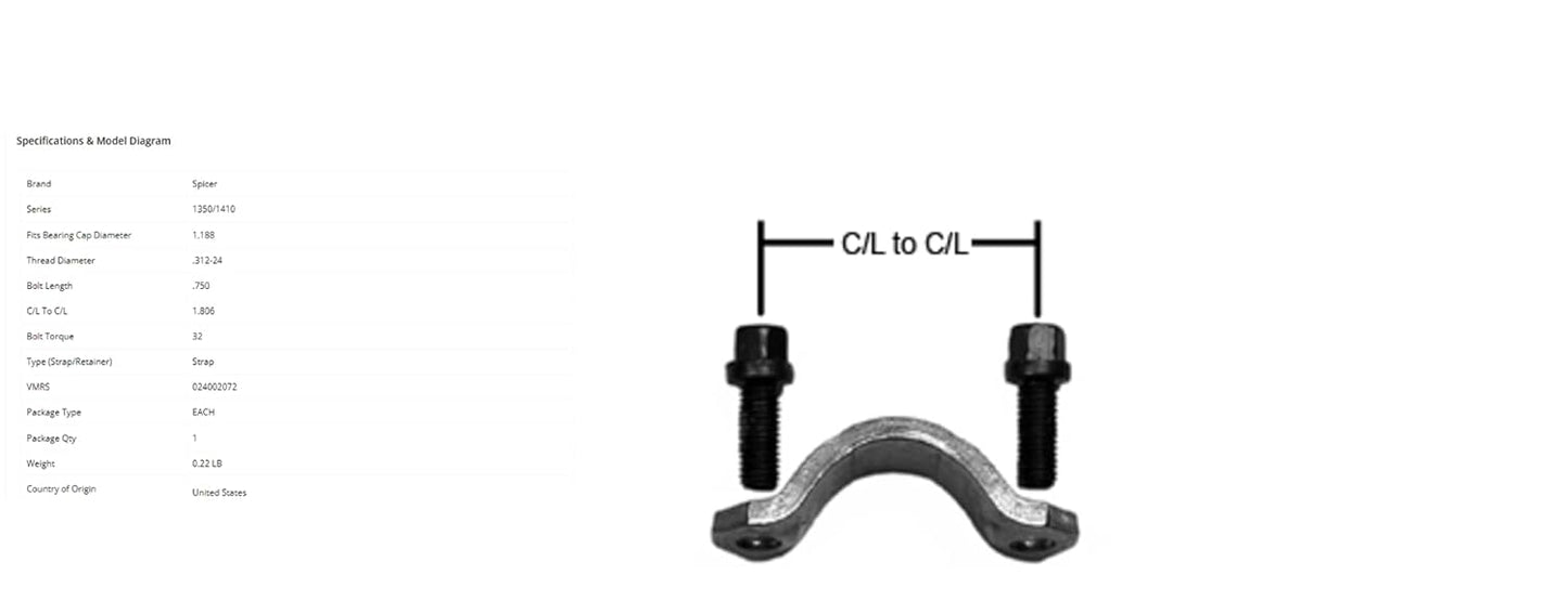 Spicer 3-70-28X Bearing Strap Kit