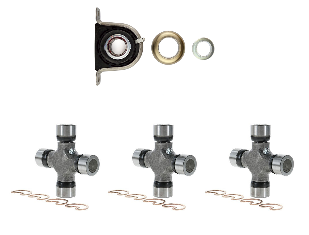 One Spicer 210866-1X driveshaft center support bearing and three Spicer 5-160X U-joints.