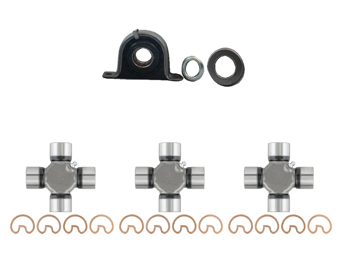One Spicer 211359X driveshaft center support bearing and three Spicer 5-188X U-joints.